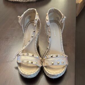 Marc Fisher Gold  Metallic Studded Espadrilles